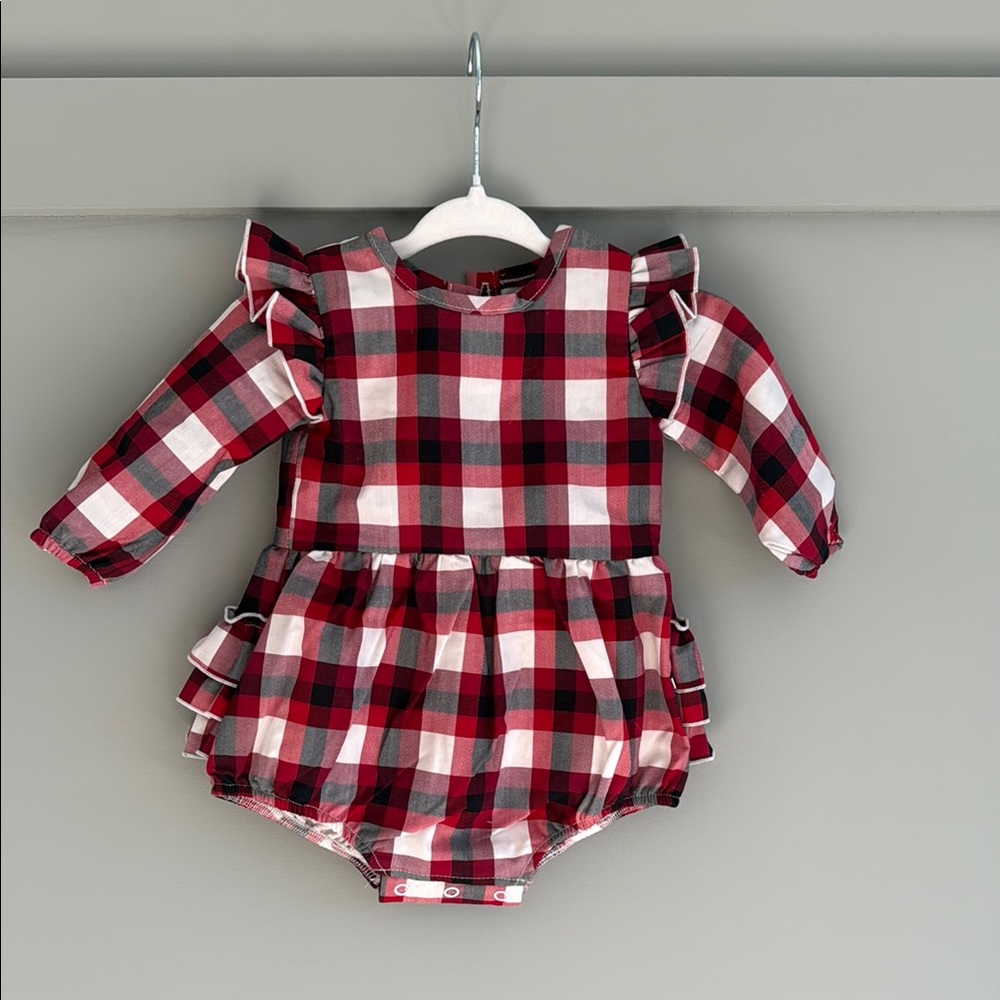 Plaid Ruffle Baby Romper